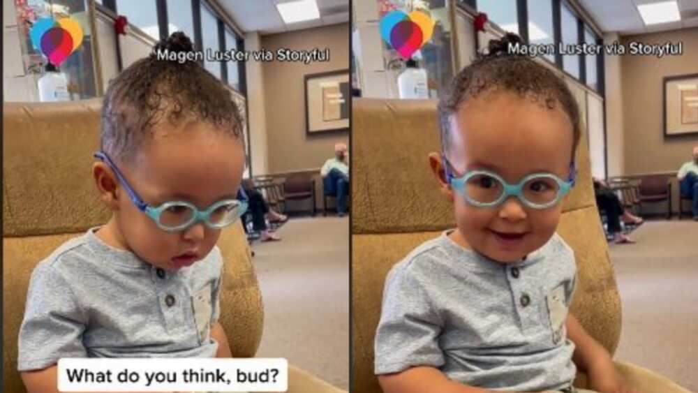 Little boy sees mum for the first time