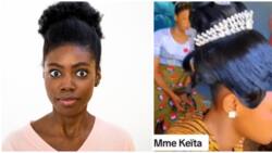 Video of lady's unique hairstyle goes viral on social media: "The hair is giving"