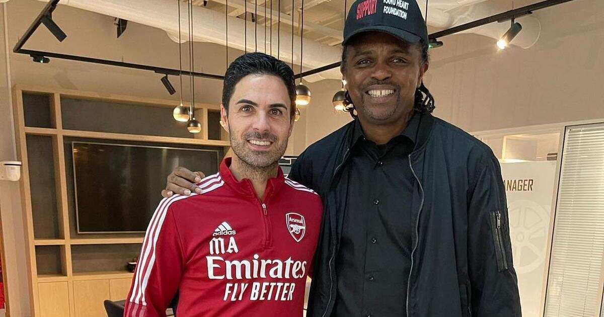 Super Eagles legend spotted with Mikel Arteta after win over Newcastle as stunning photo goes viral