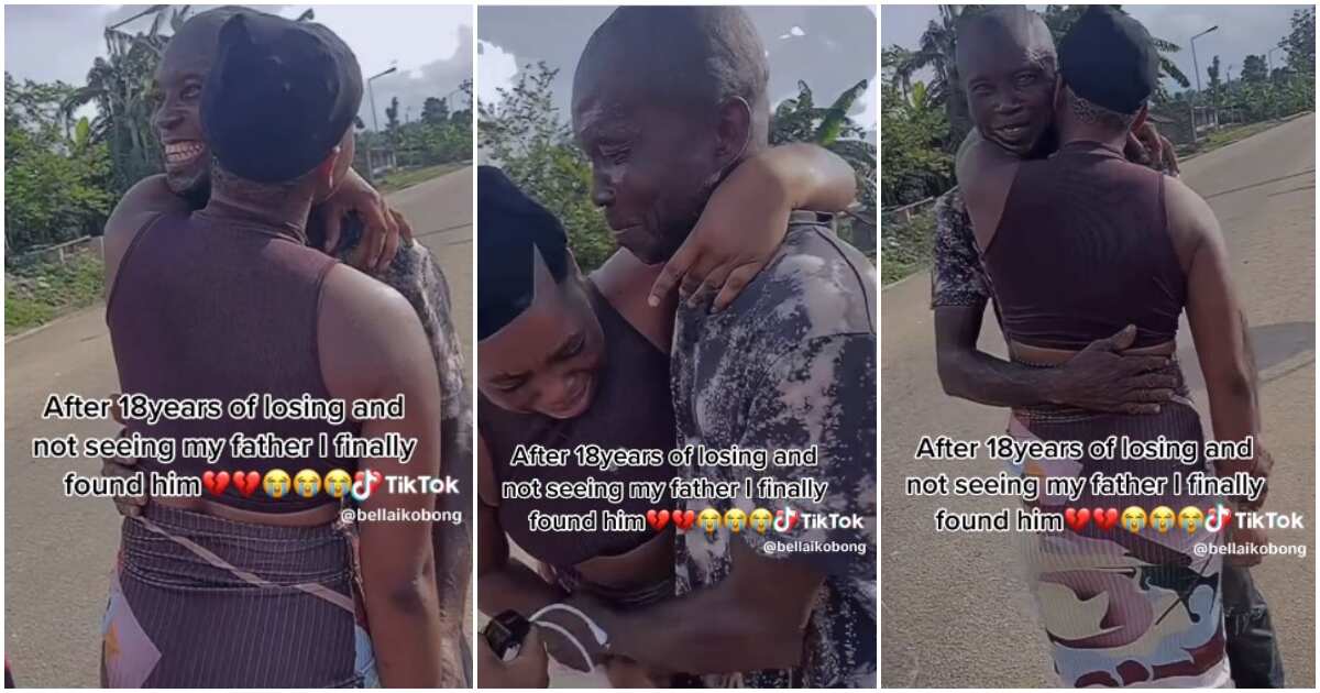Nigerian man sheds tears in video as he finally meets his daughter after 18 years