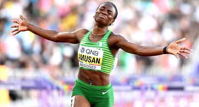 Muhammadu Buhari, Tobi Amusan, World Athletics Championships