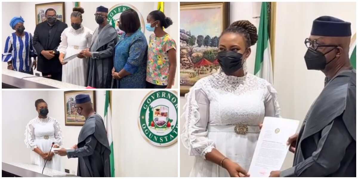 Nigerian lady gets N5m, bungalow and scholarship from Ogun state governor for breaking 29-year-old OAU record