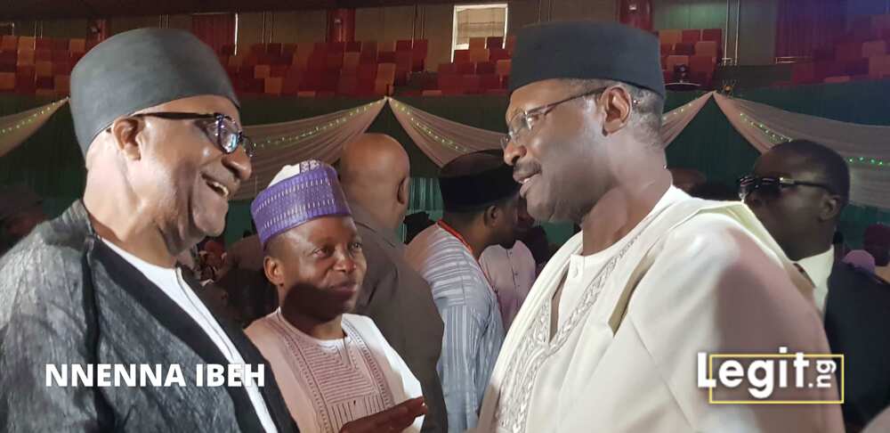 INEC chairman in conversation with some stakeholders. Photo credit: Legit.ng