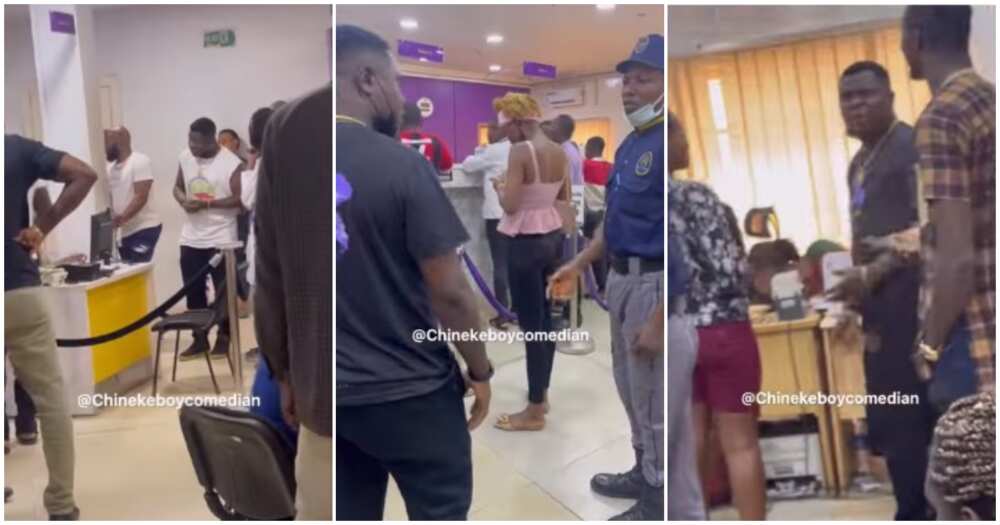 Chinekeboy comedian, man storms bank, Nigerian man storms bank, man tells bank to close his account, drama in bank Chinekeboy comedian, man storms bank, Nigerian man storms bank, man tells bank to close his account, drama in bank