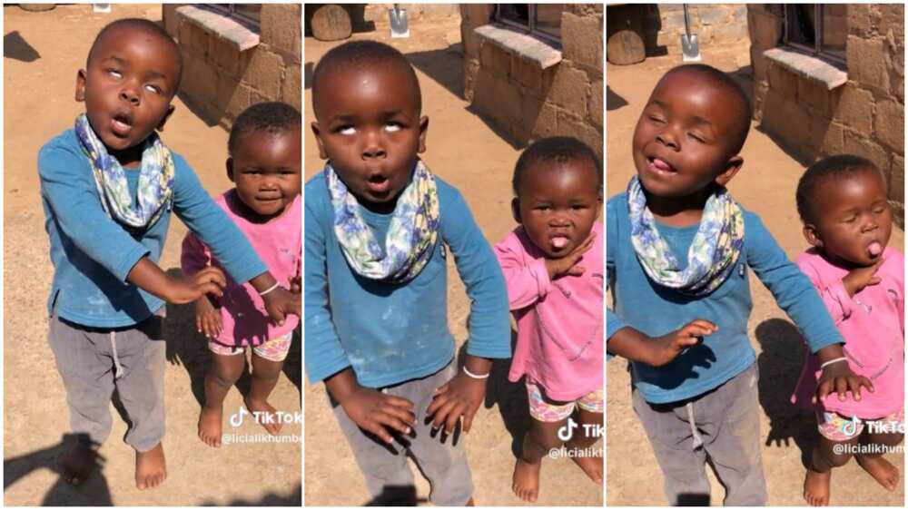 Two kids thrill Tiktokers with their funny dancing steps.Photo source:Tiktok/ @licialikhumbe