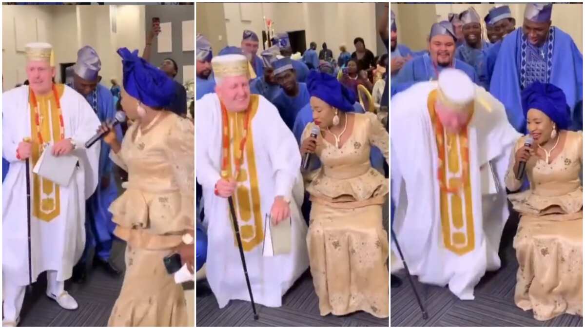 Oyinbo man makes funny moves, dances out of tune to Nigerian song, video stirs massive reactions
