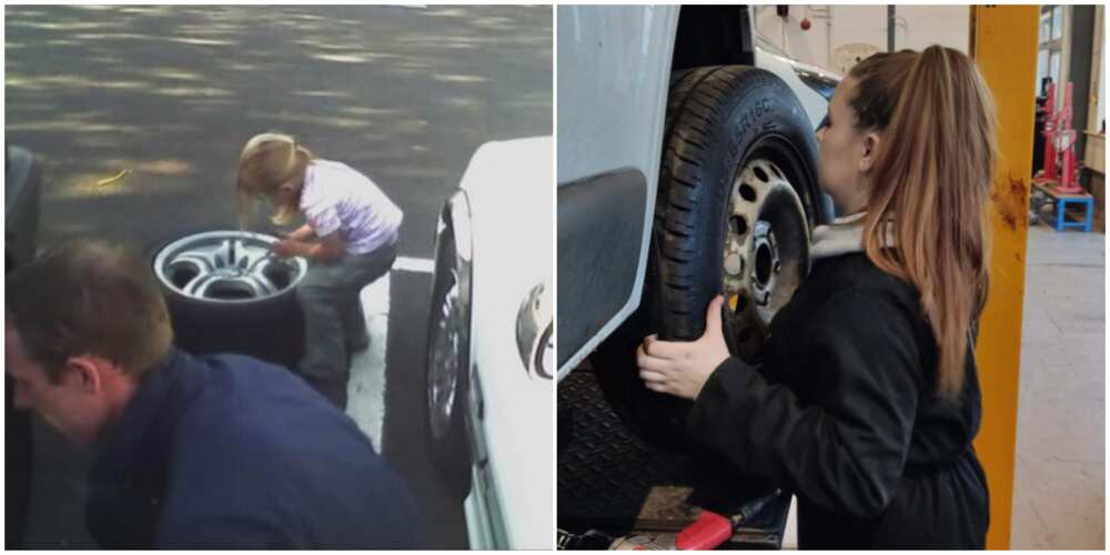 Girl who 'helped' her dad fix car at age 4 becomes a mechanic, many react to the photos she shared
