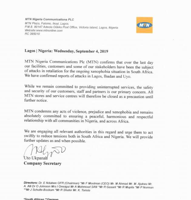 MTN said the safety of its staff is premium over its commitment to provide quality service.