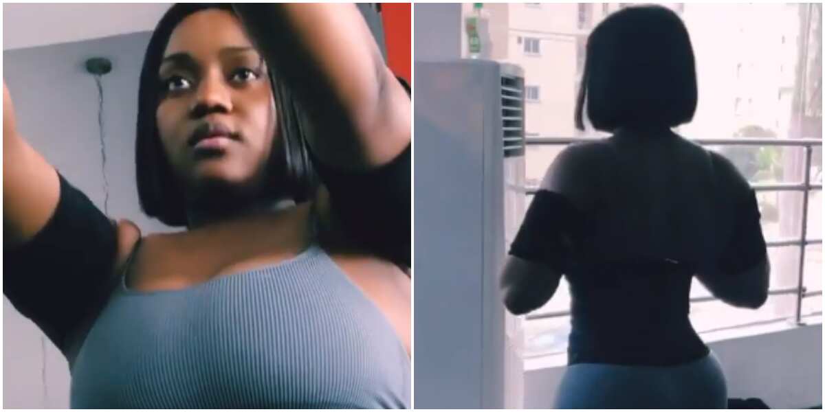 She's glowing: Nigerians react as Davido's Chioma flaunts body as she shows off exercise routine