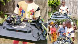 He needs a buyer: 16-year-old boy goes viral after he was spotted in Calabar hawking his helicopter artwork