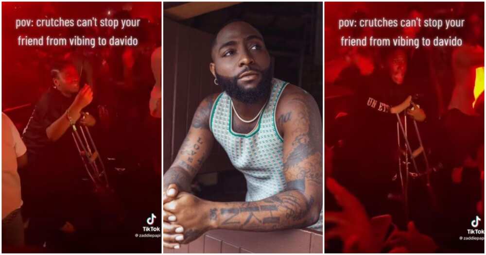 Photos of Davido and lady on crutches