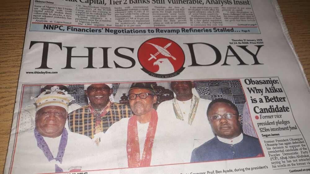 Nigerian Newspapers review: This Day, January 31, 2019