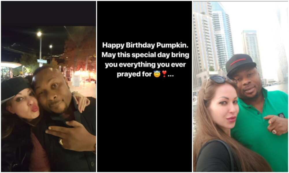 Olakunle Churchill celebrates his famous oyinbo babe who shares birthday date with Tonto Dikeh