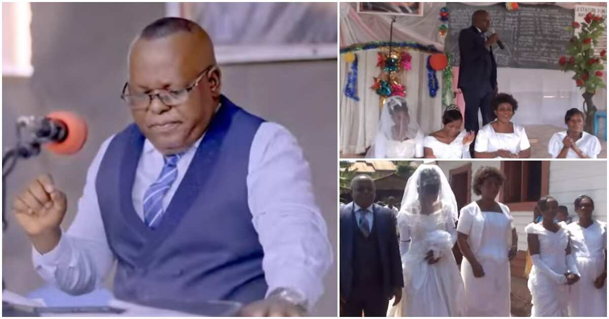 Pastor in video marries 4 ladies who are All virg*ins at once, says Bible supports it, he now has 5 wives