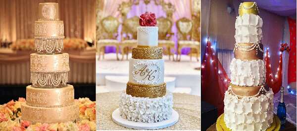 golden marriage cake designs