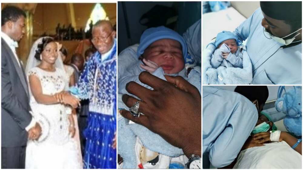 A collage showing the couple on their wedding and the photos of the newborn. Photo source: Instagram/Prince A collage showing the couple on their wedding and the photos of the newborn. Photo source: Instagram/Prince