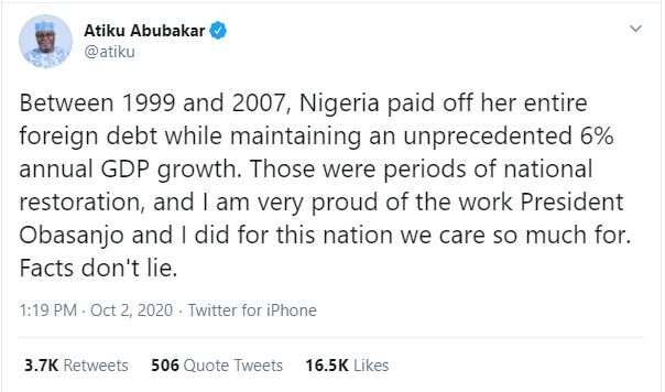 Fact-Checking Atiku's Claims on Nigeria's Foreign Debt, GDP Growth Between 1999 and 2007