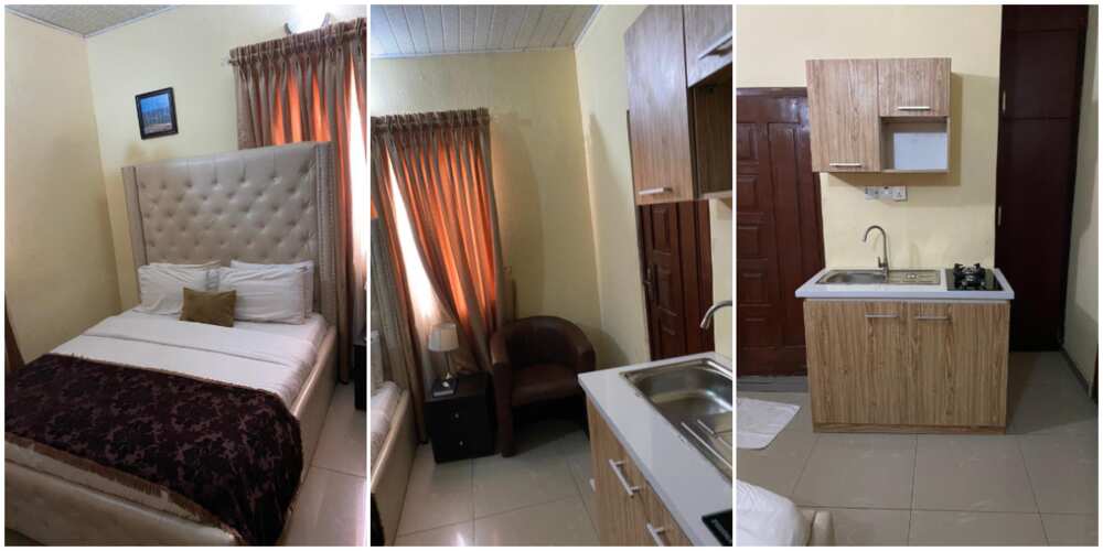 Photos of N1.5m bedroom with a kitchen inside cause 'commotion' on social media, Nigerians are amazed
