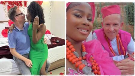 "The man is not old": Nigerian lady weds white lover, proudly flaunts him in viral TikTok video