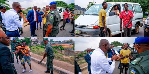 Moment Nigerian Governor Captures Thugs Attacking Motorists on Lagos Street, Photos Go Viral