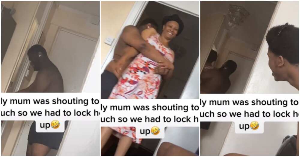 Funny Nigerian mum and kids moment, kids play with mum, young man jerks mum, son locks mum in room, shouting at them