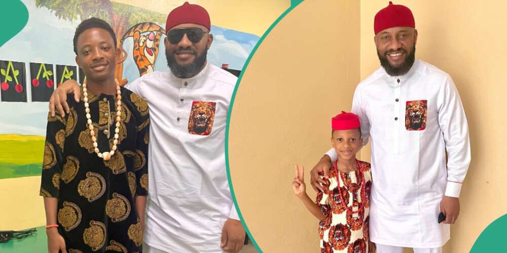 Yul Edochie and sons and Yul Edochie visits sons' school