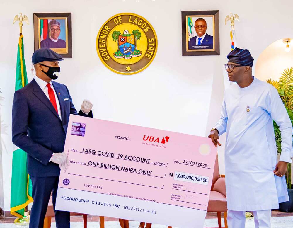 COVID-19: UBA presents N1bn to Lagos state, applauds govt effort to fight pandemic