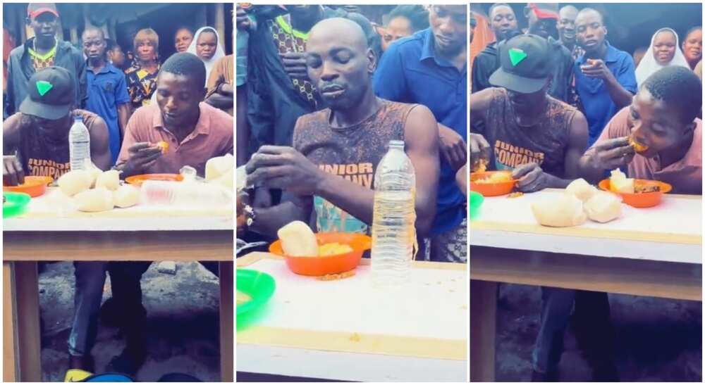 Photos of two Nigerian men who participated in the hot fufu eating compition.