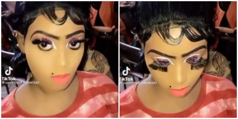 Photos of the lady in heavy makeup. Photos of the lady in heavy makeup.