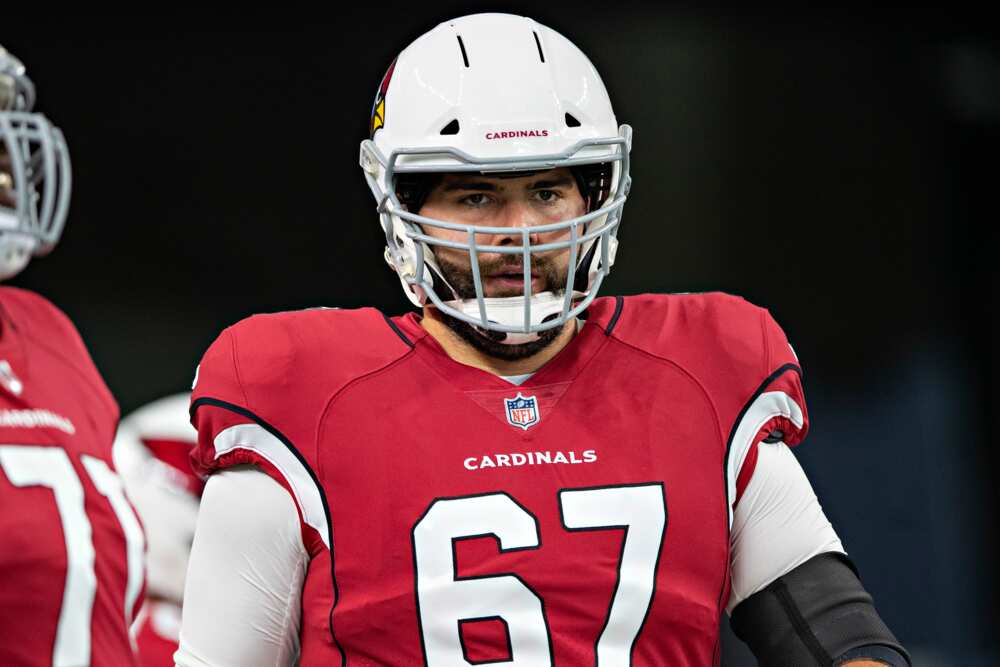 August 26, 2018: Arizona Cardinals guard Justin Pugh (67) during the first  half of the NFL football game between the Arizona Cardinals and the Dallas  Cowboys at AT&T Stadium in Arlington, Texas.