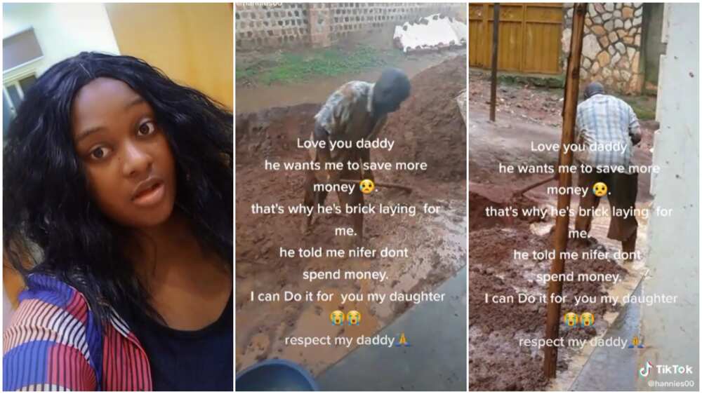 Working on building project/dad worked as bricklayer for daughter. Working on building project/dad worked as bricklayer for daughter.
