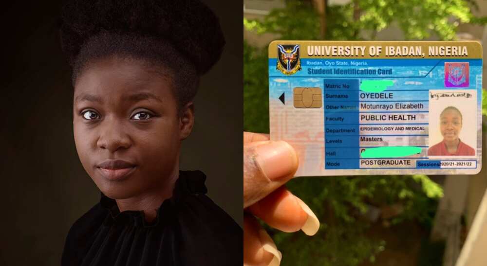 Photos of a Nigerian student and her school ID.