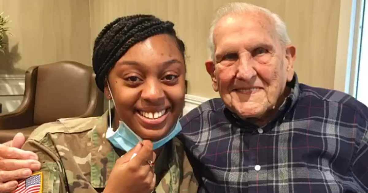 Cute moment veteran soldier meets female officer who wrote him gratitude letter 12 years ago when she was 9