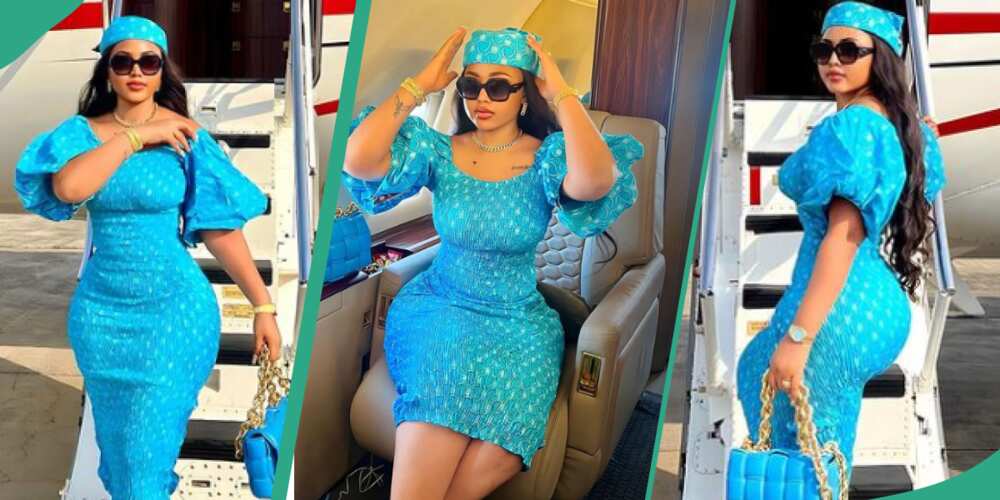 Regina Daniels in her husband's private jet