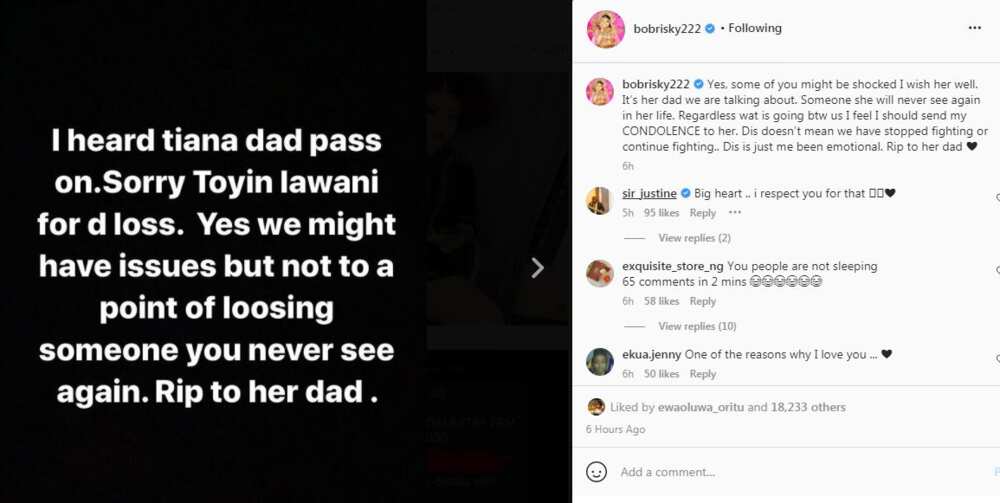 Bobrisky Surprises Many as He Sympathises With Former Bestie Turned Enemy Toyin Lawani for Losing Father