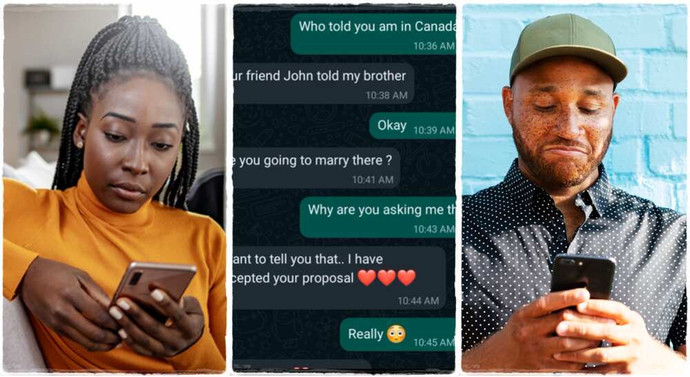 Lady accepts proposal from man who moved to Canada.