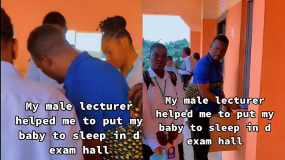 Lecturer backs baby in school Lecturer backs baby in school