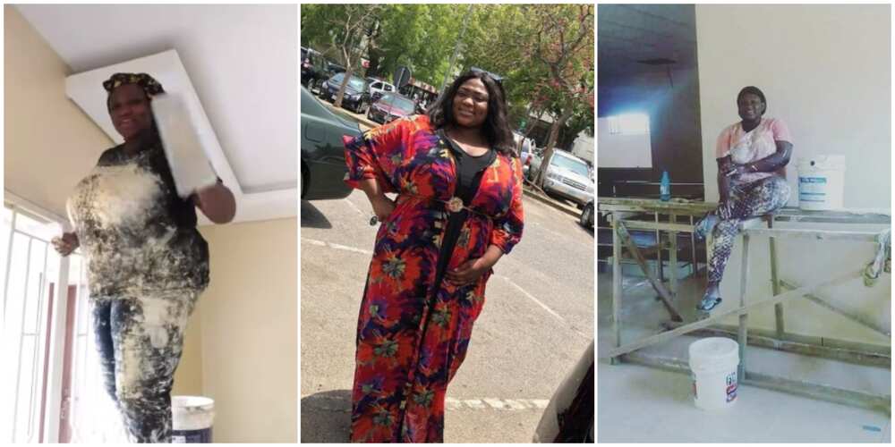 Chubby Nigerian lady showcases her painting hustle with pride