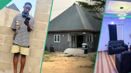 Young millionaire builds house with cement blocks, furnishes interior, uses high roof