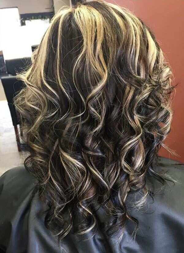 chocolate brown hair with blonde highlights