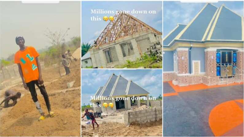 Building house in Africa, interlocking a compound.