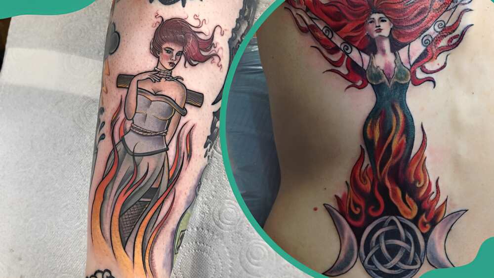 Burning goddess tattoos