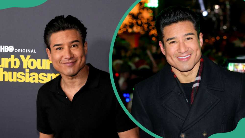 Mario Lopez during the premiere of Curb Your Enthusiasm (L). Mario at the 2023 Rockefeller Center Christmas Tree Lighting Ceremony (R)