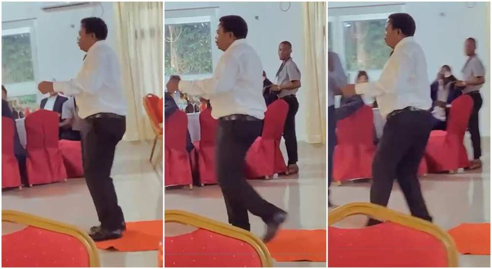 Photos of a man dancing in public.