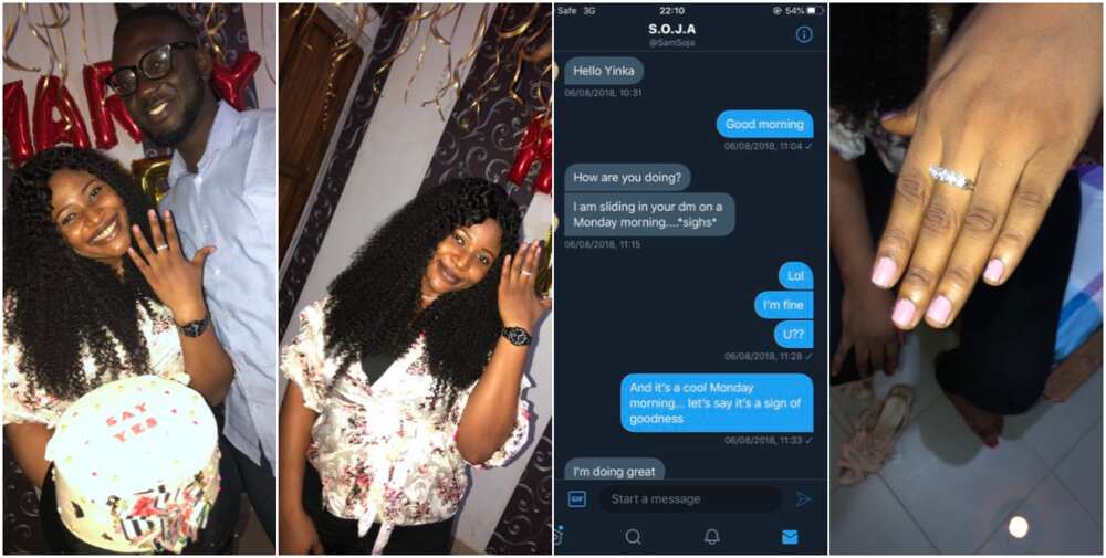 Nigerian man proposes to lady 2 years after sliding into her DM, this is what she says