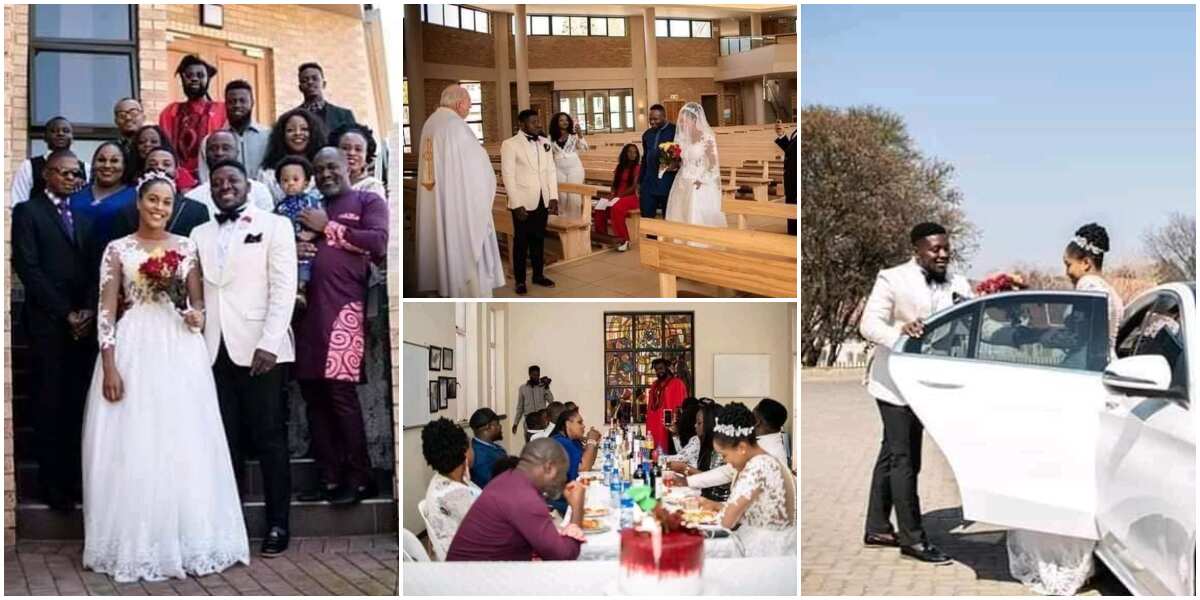 They didn't invite anybody: Nigerians react to viral photos of couple's wedding that had an empty hall