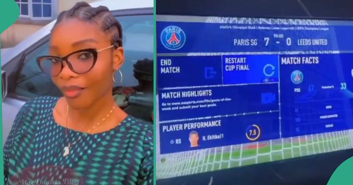 Video: This lady beat her boyfriend in FIFA game, see the number of goal