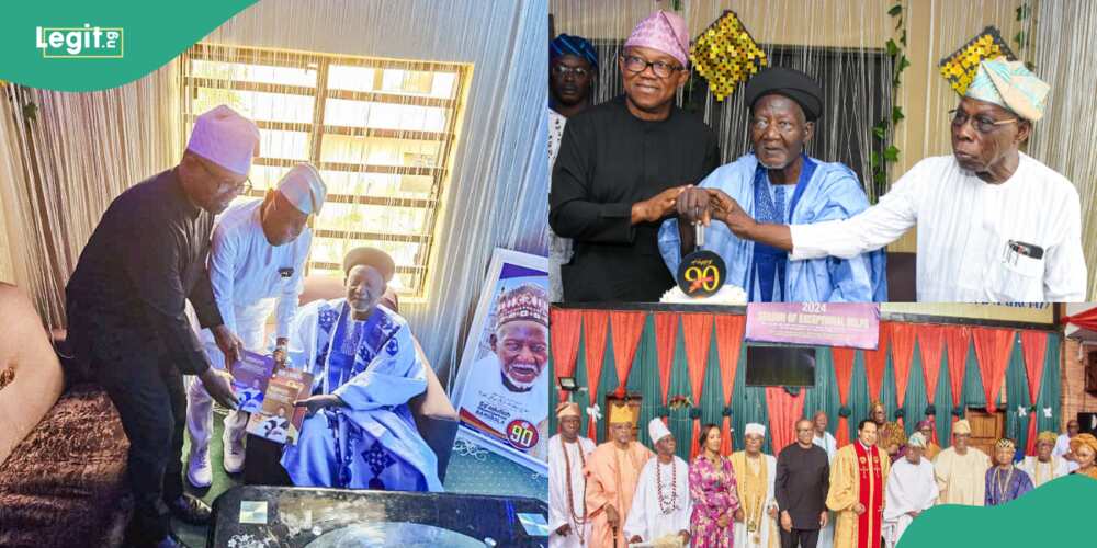Ex-President Olusegun Obasanjo and Peter Obi linked up at the 90th birthday of the Chief Imam of Egbaland