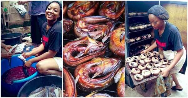 Nigerians praise female Unilag student who supports herself with fish farming (photos)