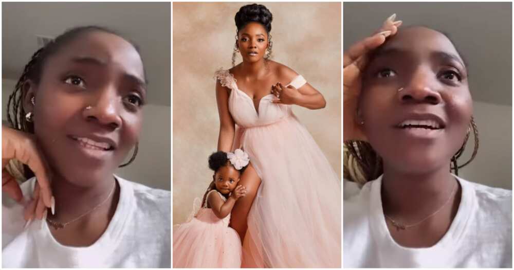 Funny video as singer Simi's daughter calls her by first name.